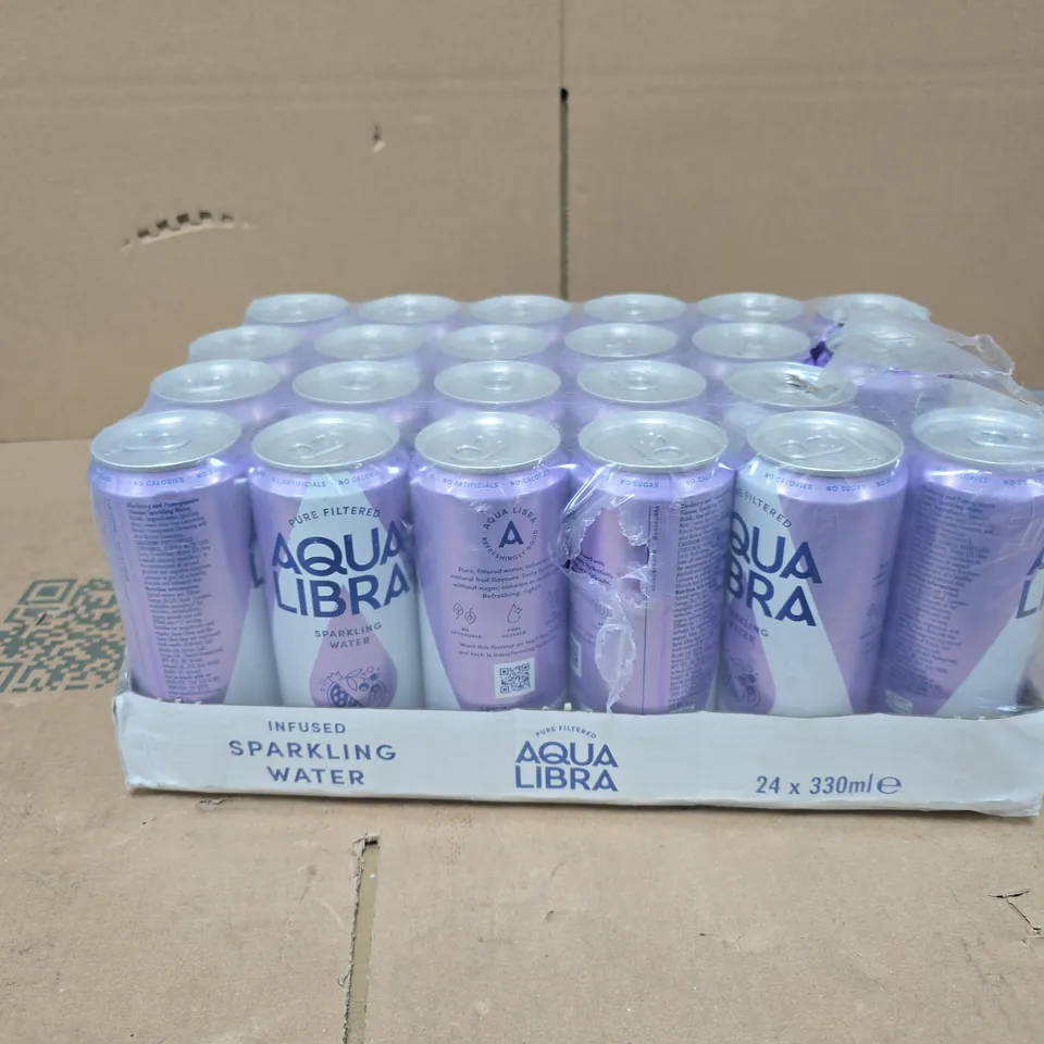 AQUA LIBRA BLUEBERRY & POMEGRANATE SPARKLING WATER – 22 X 330ML CANS