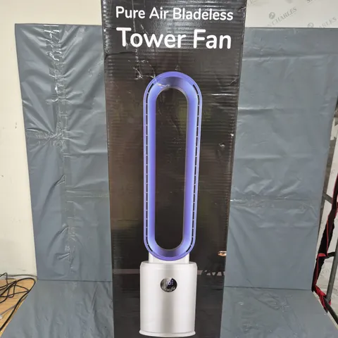 BOXED HOMESMART PURE AIR BLADELESS TOWER FAN IN WHITE/BLUE