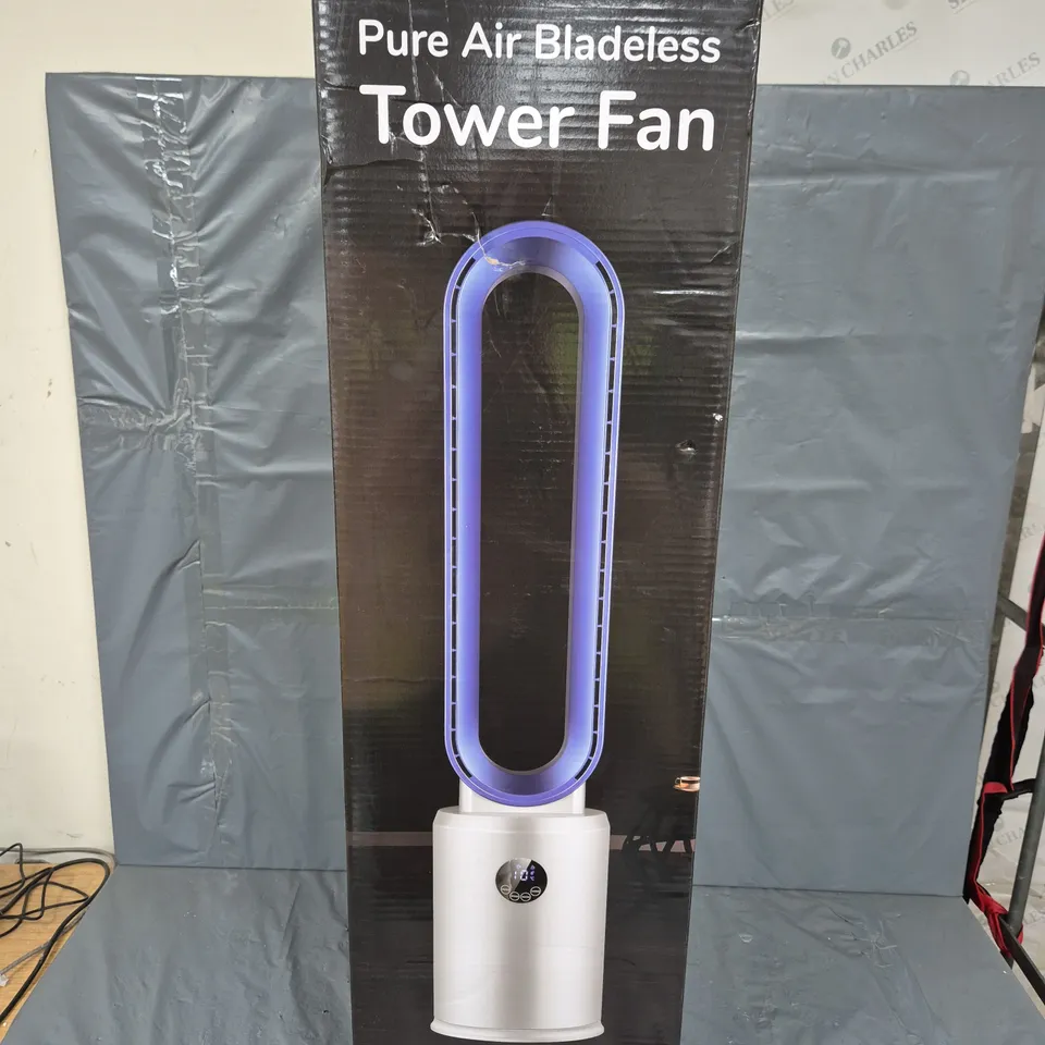 BOXED HOMESMART PURE AIR BLADELESS TOWER FAN IN WHITE/BLUE
