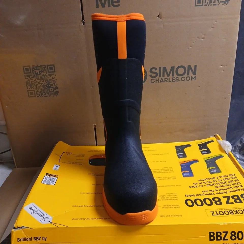 BUCKBOOTS FULL SAFETY WELLINGTON BOOT BLACK WITH HI VIS BOXED UK SIZE 10