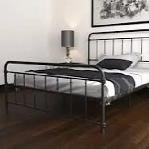 BOXED DOREL WALLACE METAL FURNITURE 4FT6 DOUBLE BED - BLACK (1 BOX)