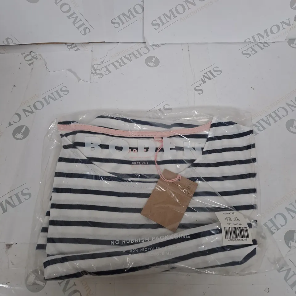 BAGGED WOMENS BODEN STRIPE T-SHIRT SIZE 10