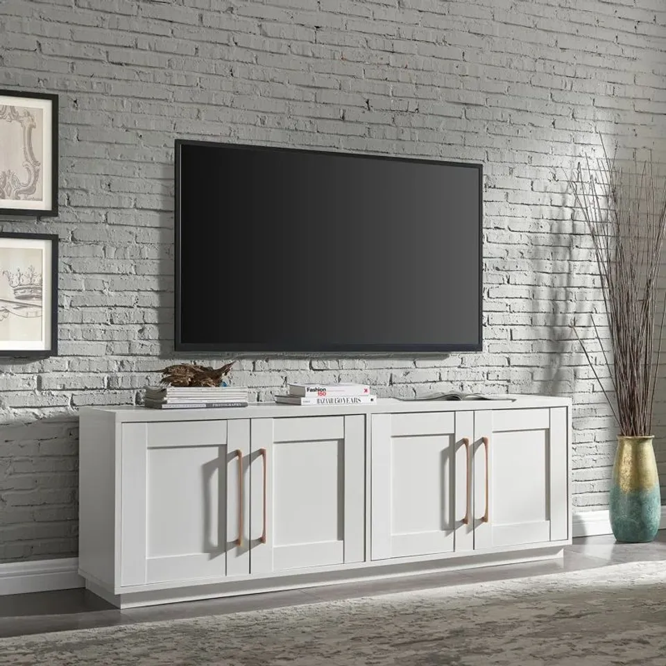 BOXED TILLMAN TV STAND FOR TVS UP TO 80" - WHITE (1 BOX)
