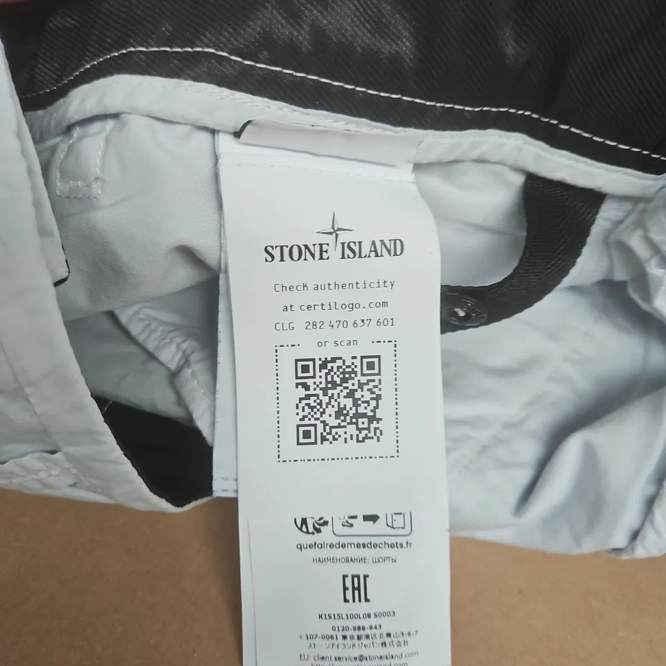 STONE ISLAND CARGO SHORTS – LIGHT GREY SIZE W 34