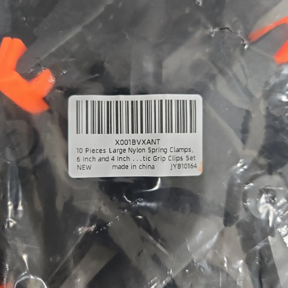 Nylon Spring Clamps Set – 10 pieces, 6-inch & 4-inch, orange tips (NEW)