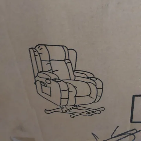BOXED RISE LEATHER RECLINER CHAIR - BROWN (2 BOXES)