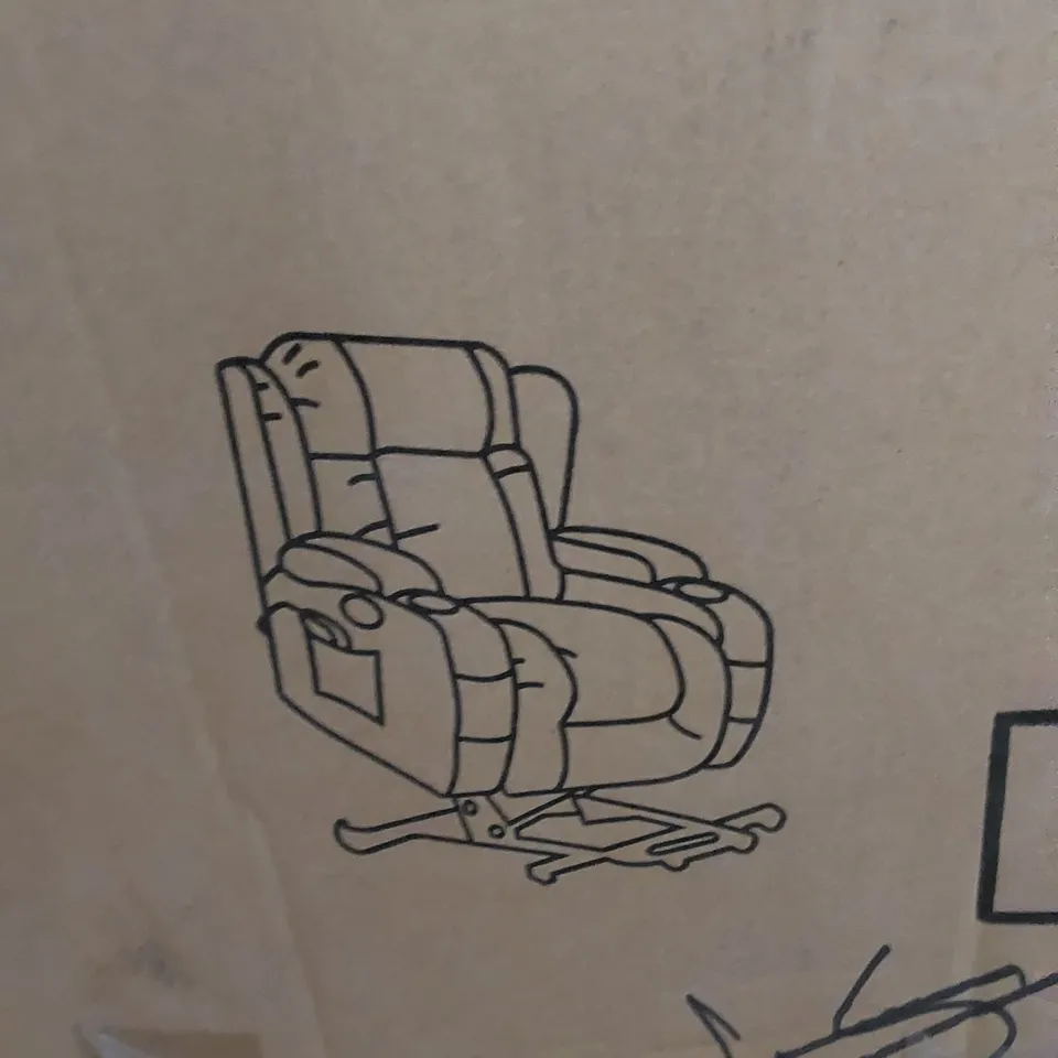BOXED RISE LEATHER RECLINER CHAIR - BROWN (2 BOXES)