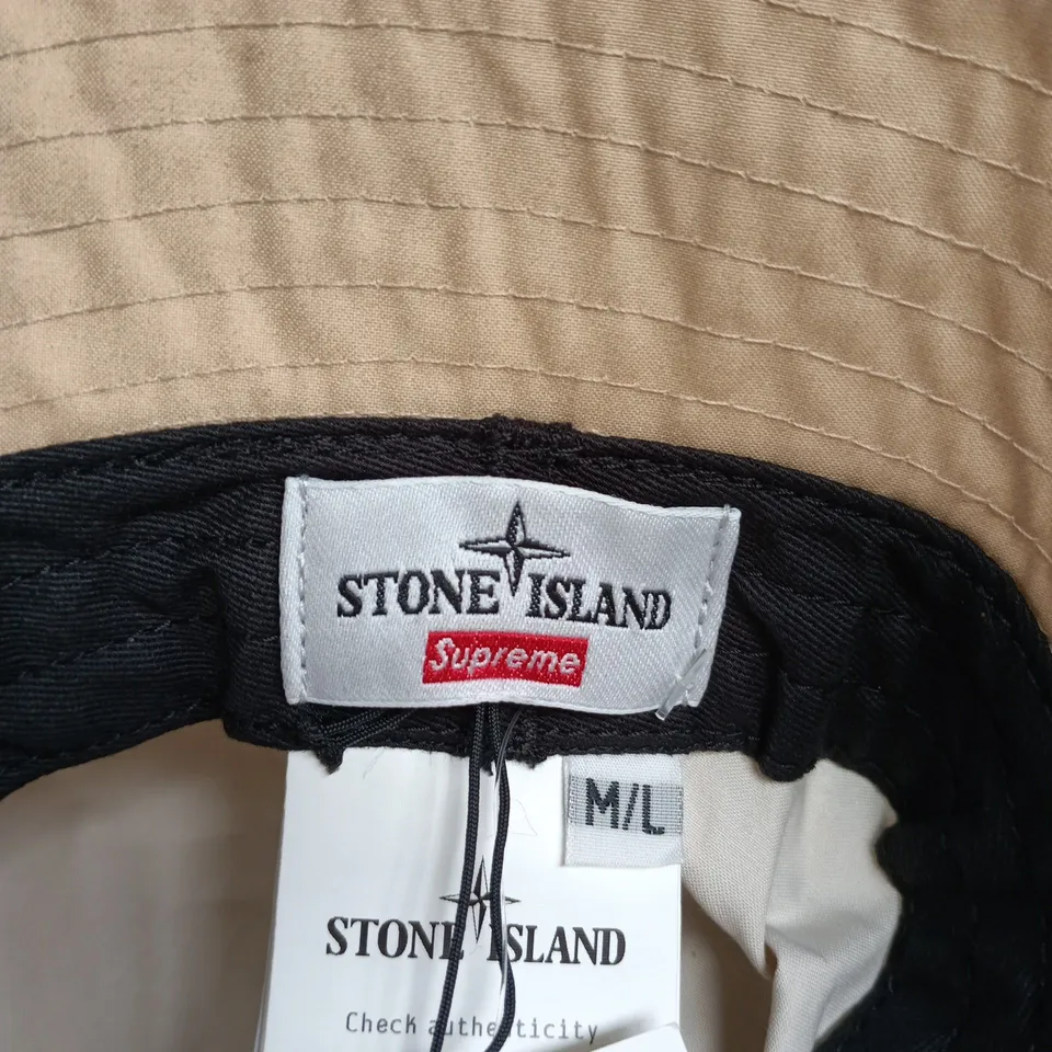 STONE ISLAND X SUPREME TAN BUCKET HAT – SIZE M/L