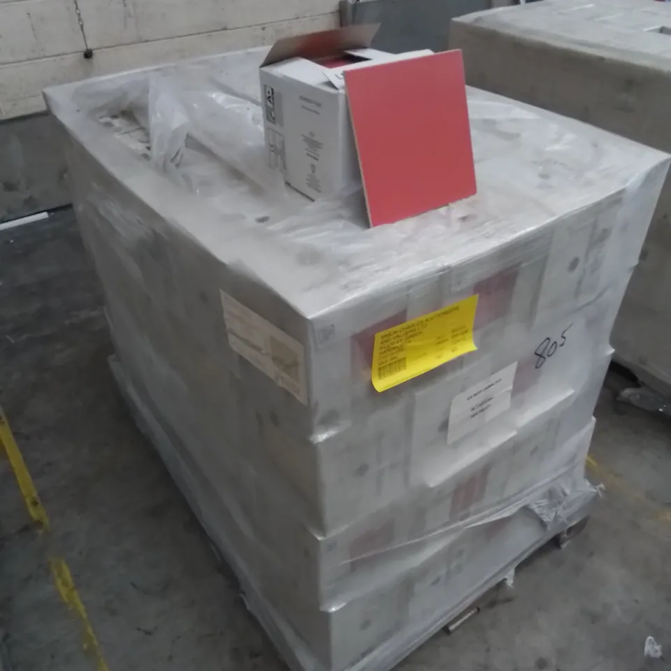 PALLET TO CONTAIN APPROX. 96 X PACKS OF JOHNSON BRAND NEW ASTUCE COLLECTION MAISON TILES IN MAT ROUG ROUGE - 25 TILES PER PACK // TILE SIZE: 197 X 197 X 6.5mm