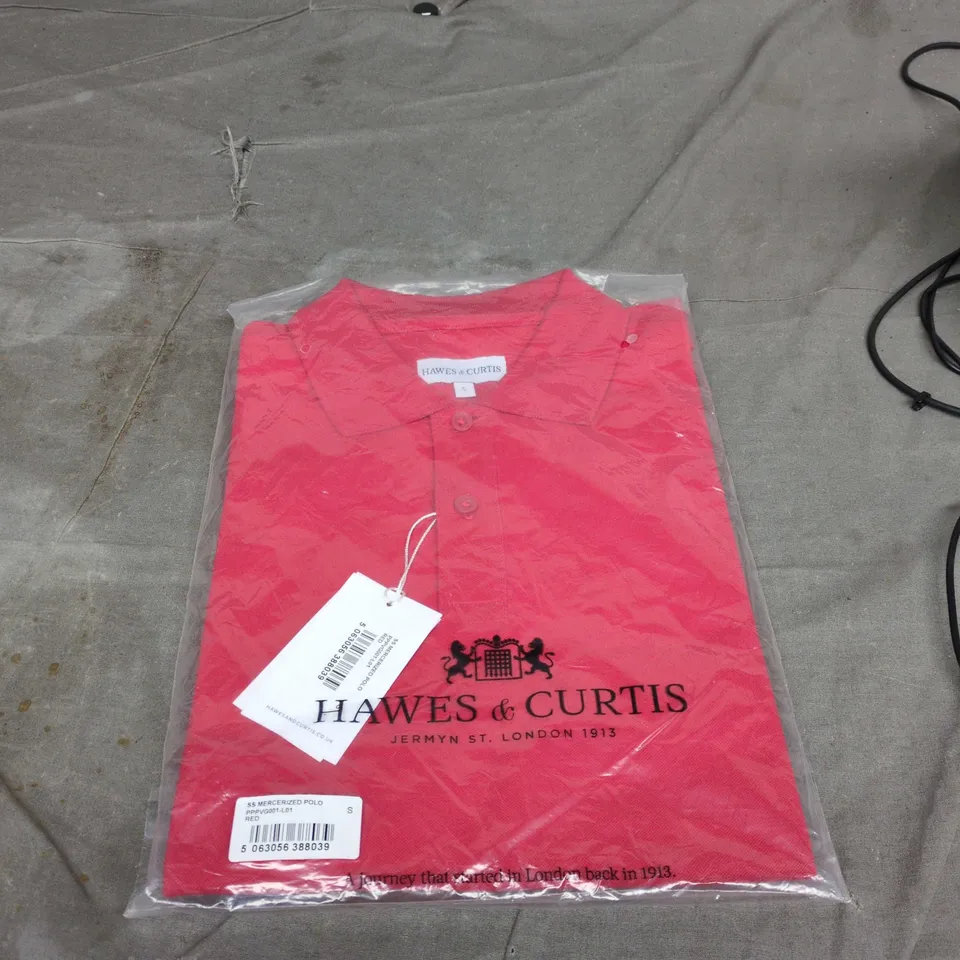 BAGGED HAWES & CURTIS RED MERCERIZED POLO SHIRT – SIZE S