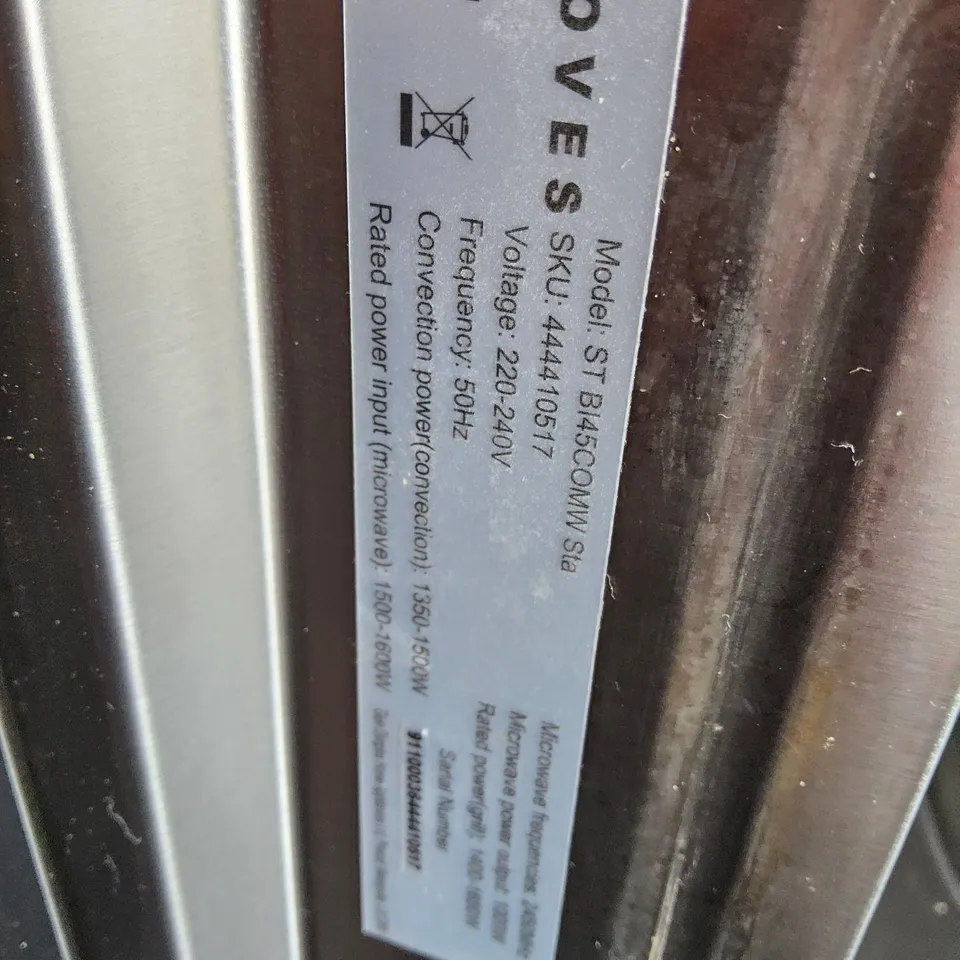 STOVES INTEGRATED MICROWAVE Model ST B145COMW Sta