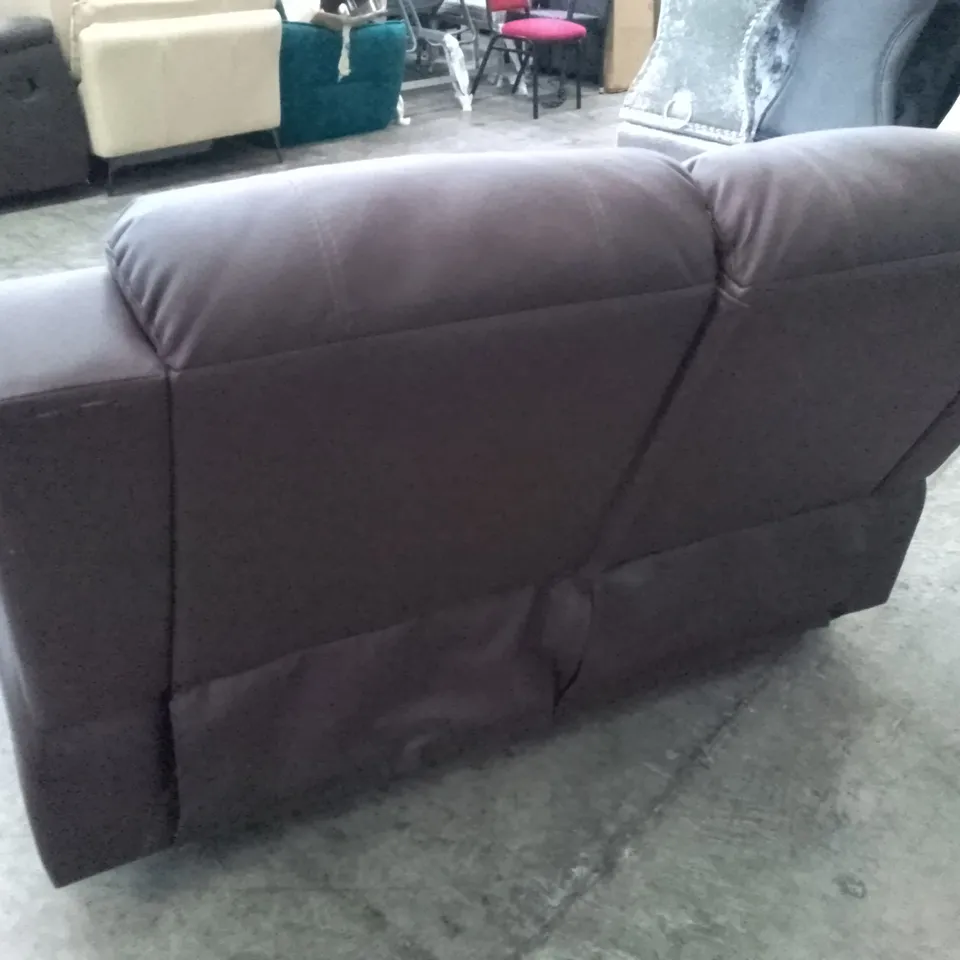 QUALITY DESIGNER CHICAGO 2 SEATER MANUAL RECLINER SOFA - DARK BROWN LEATHER 