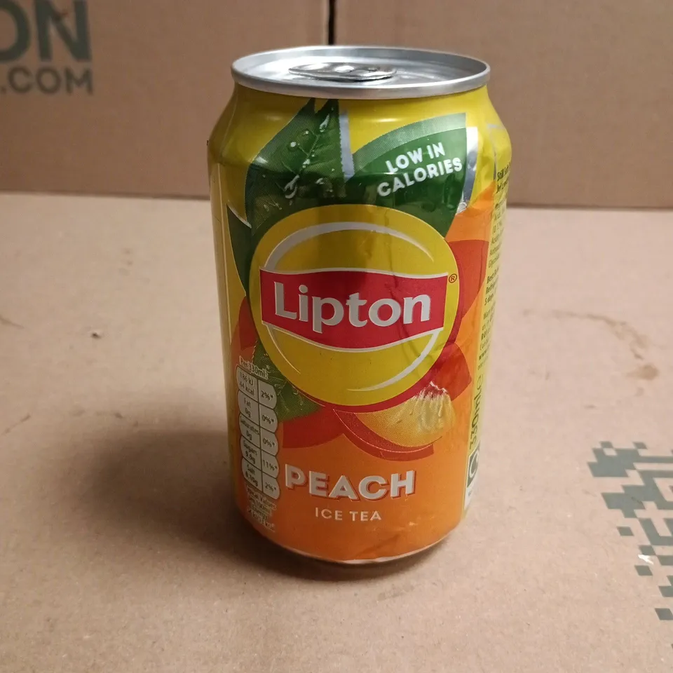 TOTE OF APPROXIMATELY 12 CANS OF LIPTON ICE TEA PEACH FLAVOUR 330ML PER CAN