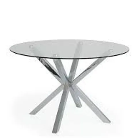 BOXED CHOPSTICK 120cm ROUND DINING TABLE - CHROME (1 BOX)