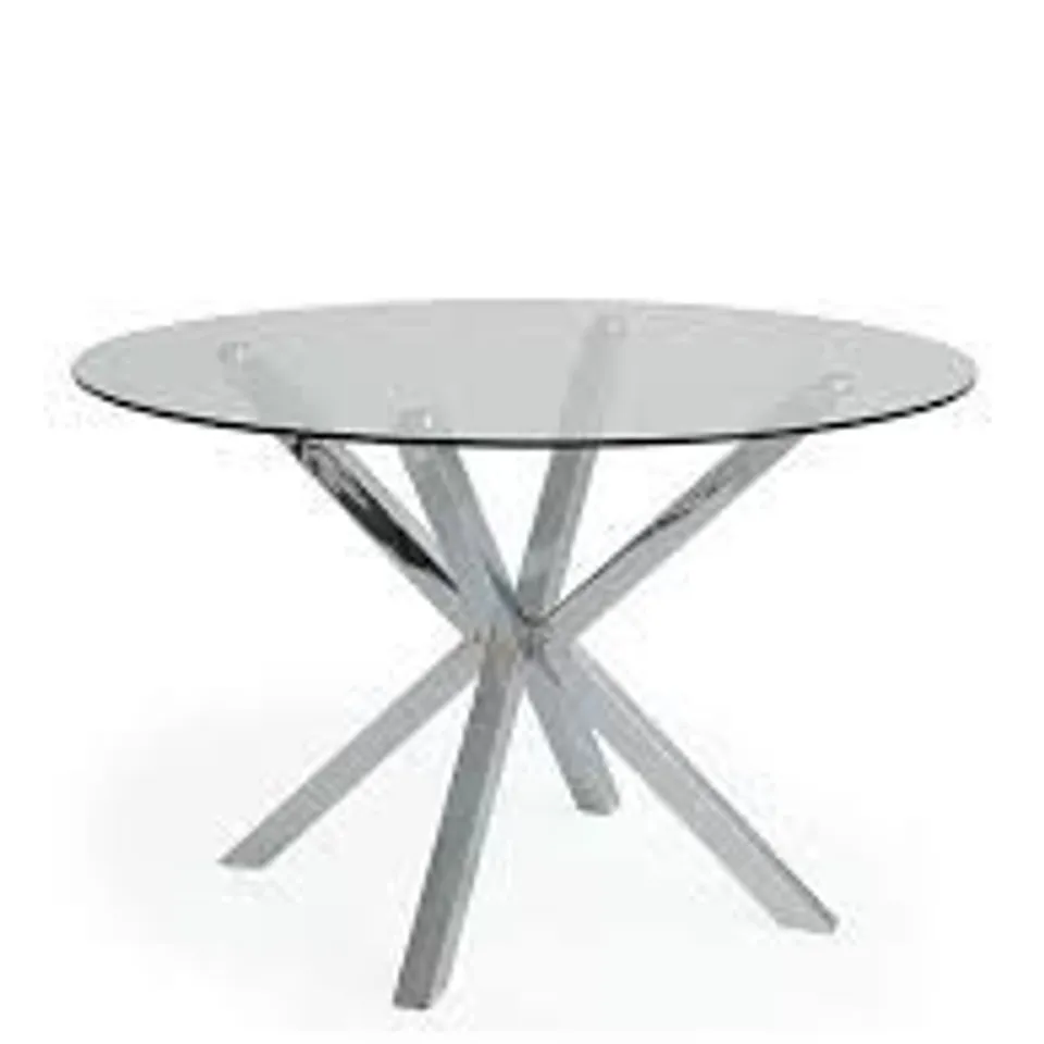 BOXED CHOPSTICK 120cm ROUND DINING TABLE - CHROME (1 BOX) RRP £249