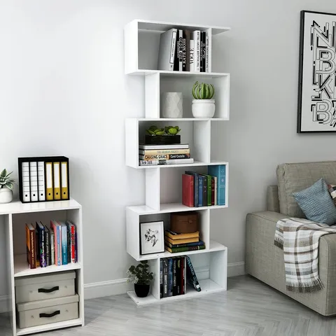 BOXED GLYNDON 190.5CM H X 70CM W GEOMETRIC BOOKCASE (1 BOX)