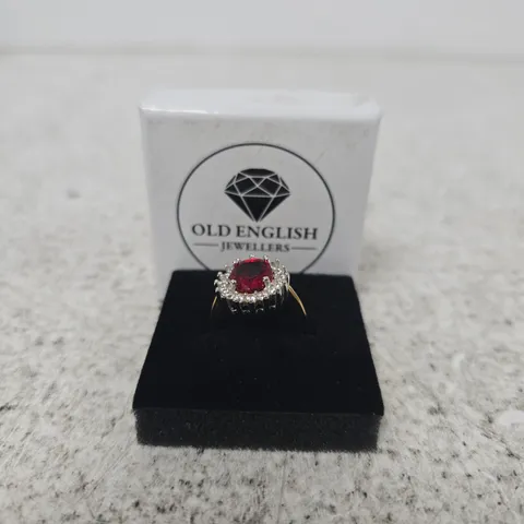 RUBY HALO RING WITH DIAMONDS β OLD ENGLISH JEWELLERS