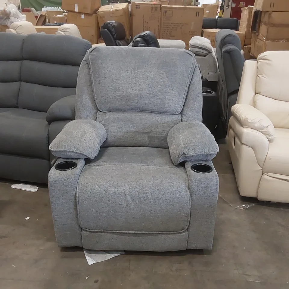 QUALITY DESIGNER FABRIC UPHOLSTERED MANUAL RECLINING ARMCHAIR