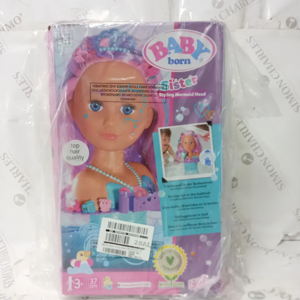 BOXED BABY BORN SISTER STYLING MERMAID HEAD RRP £39.99