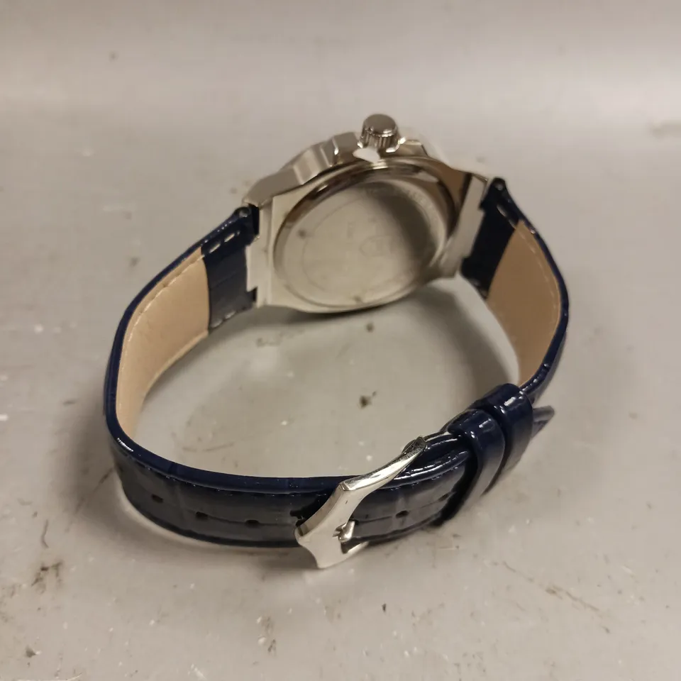 MENS FRANK SCHMIDT WATCH – TEXTURED DIAL WITH DATE – LEATHER STRAP- MODEL: FSL AMBASSADOR – 3ATM WATER RESISTANT