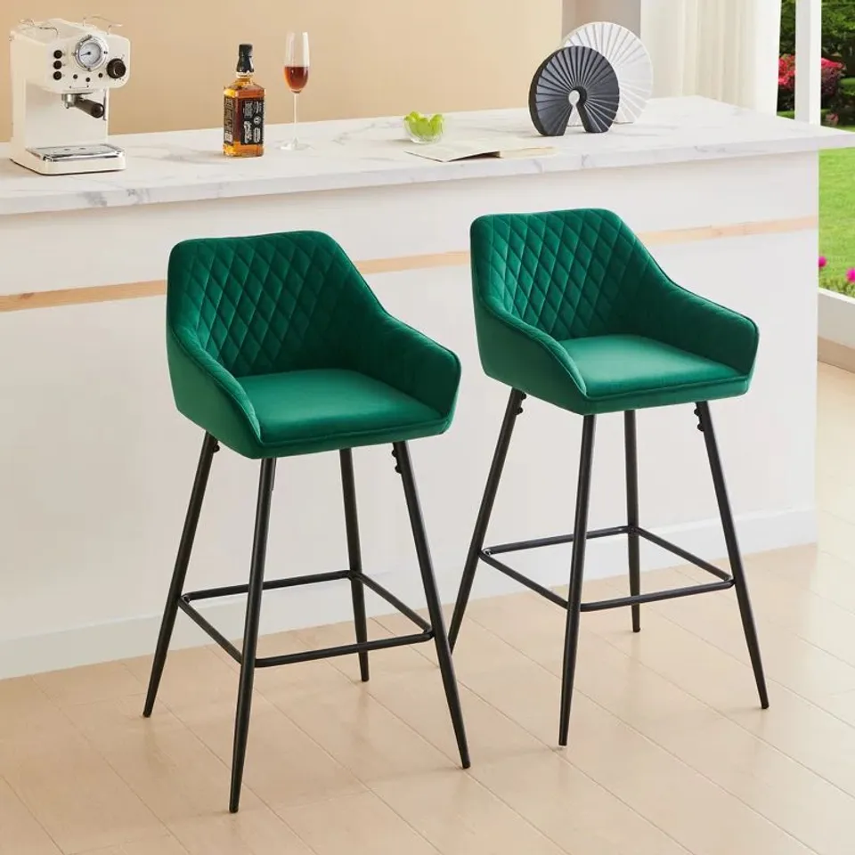 BOXED ESPOSITO 68CM UPHOLSTERED BAR STOOL WITH ARM FOR XMAS (SET OF 2)