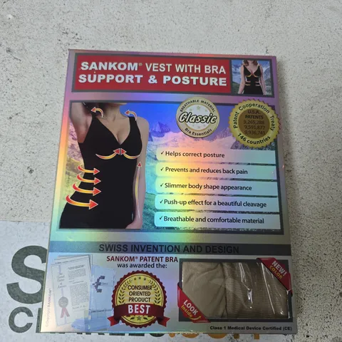 SANKOM VEST WITH BRA SUPPORT & POSTURE – WOMEN'S SHAPEWEAR (BOXED) SIZE XXXL 