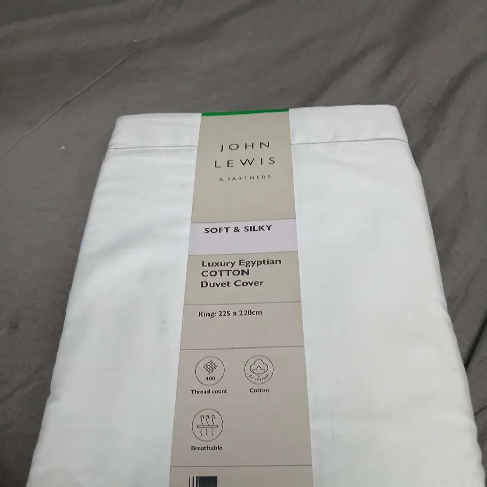 JOHN LEWIS EGYPTIAN COTTON DUVET COVER SET KING SIZE WHITE