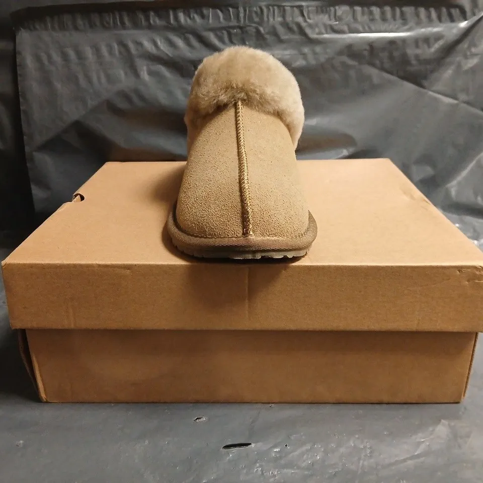 BOXED PAIR OF UGG DAKOTA SHOES IN TAUPE SIZE UK 7