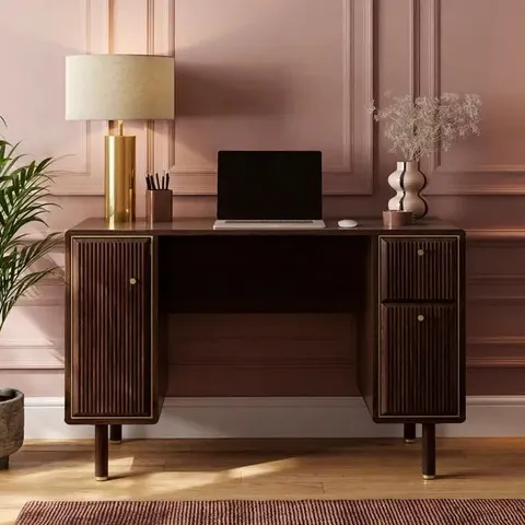 BOXED DAPHNE STORAGE DESK - WALNUT EFFECT