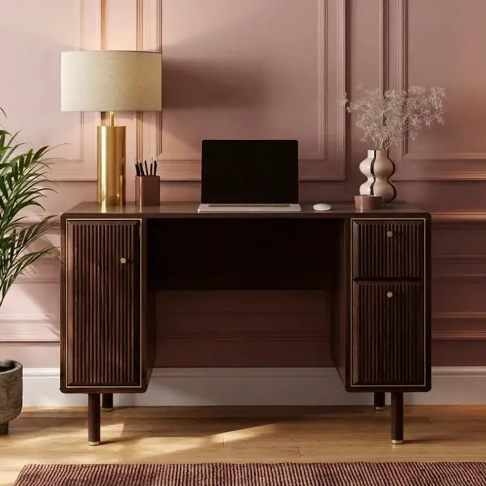 BOXED DAPHNE STORAGE DESK - WALNUT EFFECT