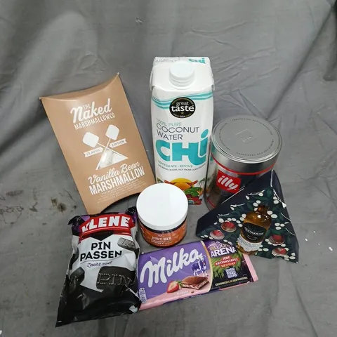 APPROXIMATELY 15 ASSORTED FOOD ITEMS TO INCLUDE COCONUT WATER, MILKA BAR, ILLY CLASSICO, ETC - COLLECTION ONLY