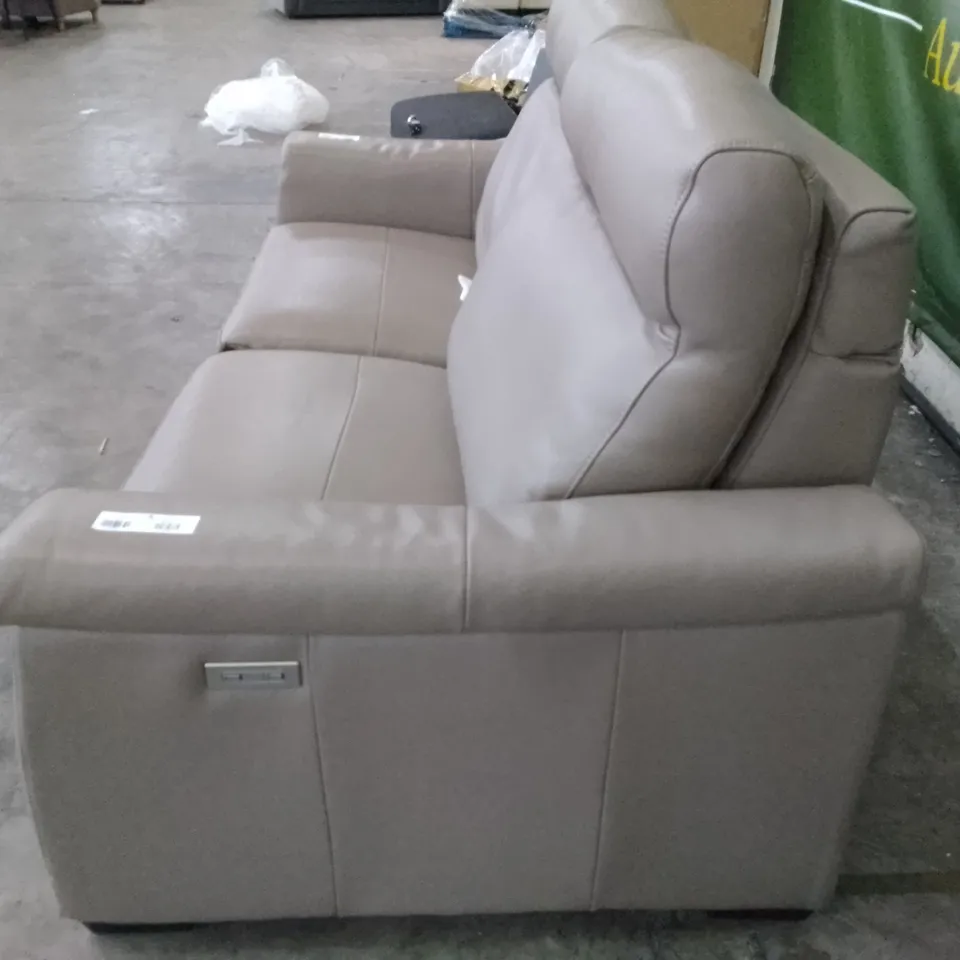 QUALITY ITALIAN DESIGNER ADRIANO ELECTRIC RECLINER 3 STR SOFA - GREY LEATHER