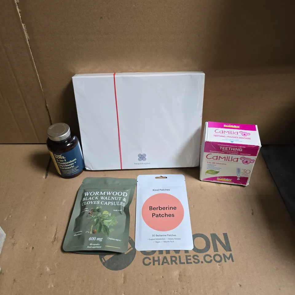 APPROXIMATELY 15 ASSORTED VITAMIN/HEALTH AID PRODUCTS TO INCLUDE HEALTHSPAN, CAMILIA TEETHING AND FREE SOUL