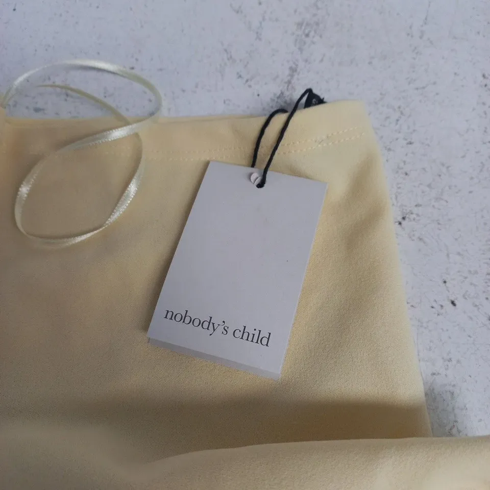 NOBODY'S CHILD BUTTER YELLOW PETITE AMIE HALTER NECK MIDI DRESS – UK 12 (EU 40, USA 8)