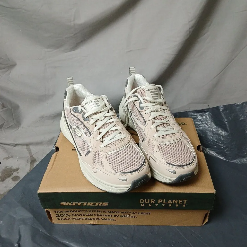 SKECHERS LACE UP TRAINERS TAUPE SIZE 7 BOXED