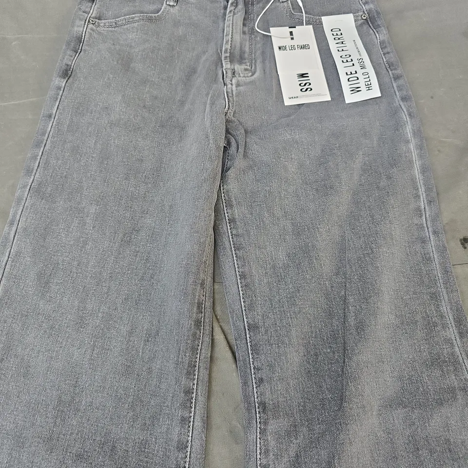 HELLO MISS WIDE LEG FLARED JEANS IN GREY SIZE UK 8