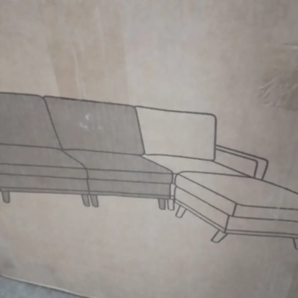 BOXED GREEN SOFA AND CHAISE [2 BOXES]