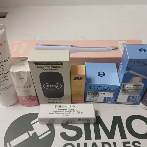 APPROX 12 ASSORTED BEAUTY PRODUCTS TO INCLUDE L'OREAL FILLER CREAM, MBM BLURSH, YAFEI CURLING STICK, ETC