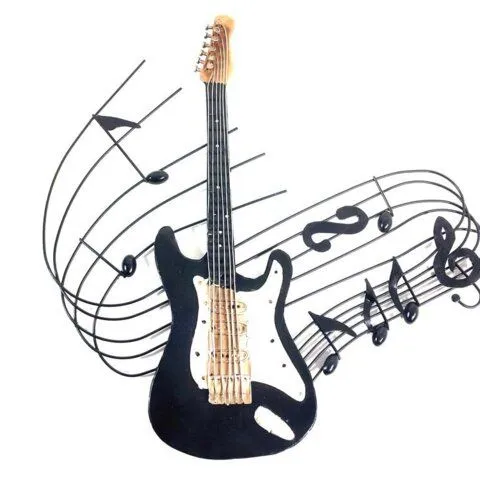 BOXED ELECTRIC GUITAR SWIRL METAL WALL DECOR