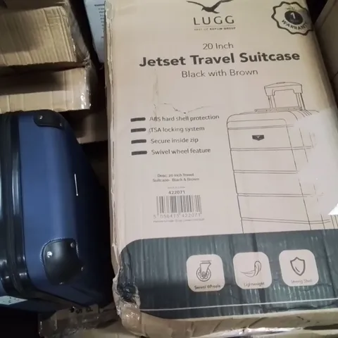 BOXED LUGG - 20INCH JETSET TRAVEL SUITCASE BLACK WITH BROWN