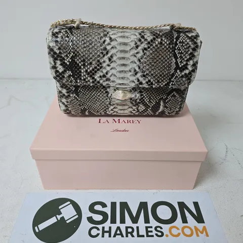 BOXED LA MAREY 100% GENUINE PYTHON LEATHER CROSSBODY BAG WITH REMOVABLE SHOULDER CHAIN STRAP 