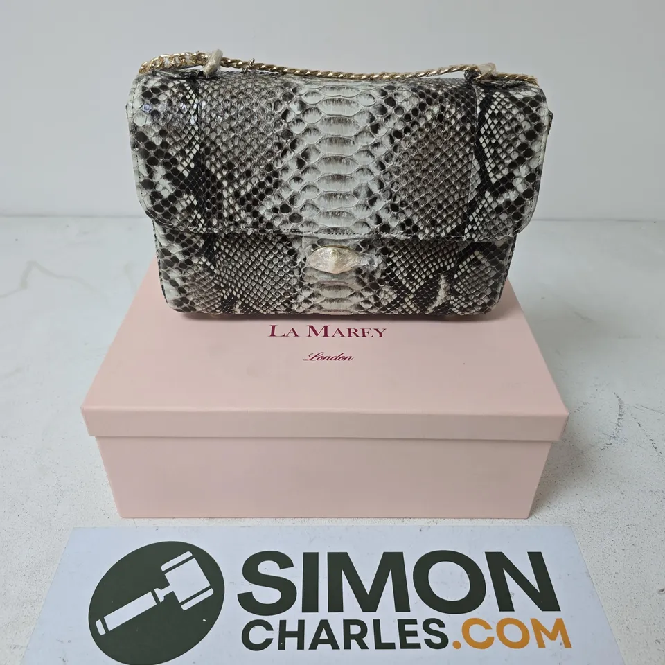 BOXED LA MAREY 100% GENUINE PYTHON LEATHER CROSSBODY BAG WITH REMOVABLE SHOULDER CHAIN STRAP