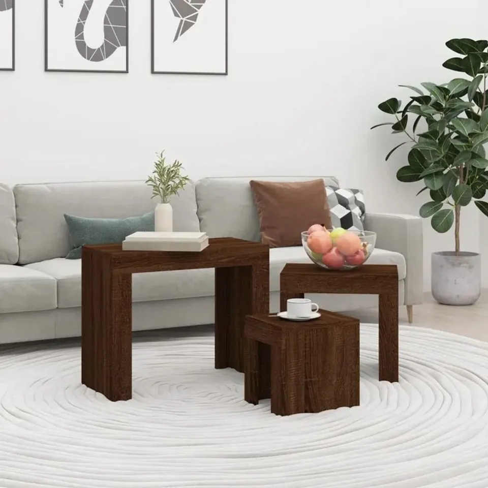 BOXED GODBEARE EXTENDABLE SLED COFFEE TABLE SET - BROWN (1 BOX)