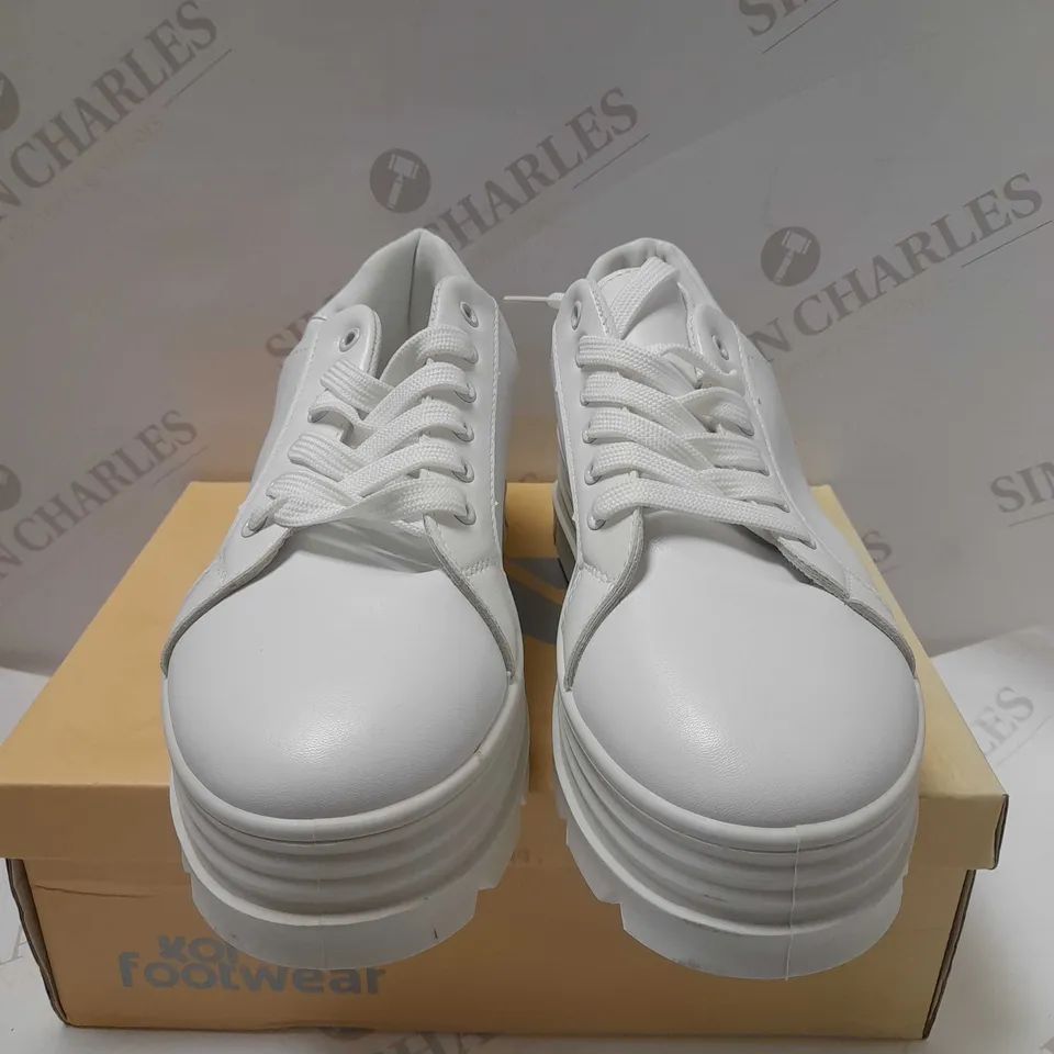 KOI YUMI LAYERED CHUNKY WHITE PU TRAINERS - SIZE 7