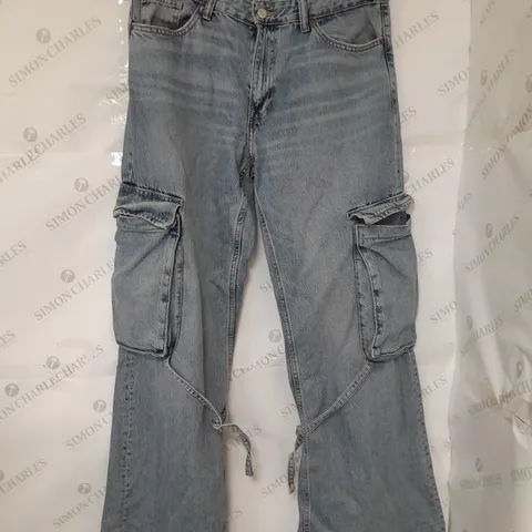 ZARA CARGO JEANS IN LIGHT BLUE DENIM SIZE 12