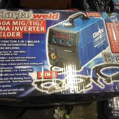 Clarke weld 140a mig / tig / mma inverter welder 
