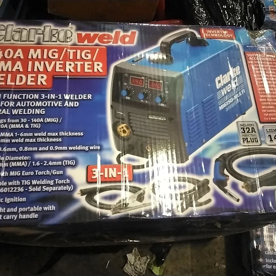 Clarke weld 140a mig / tig / mma inverter welder 