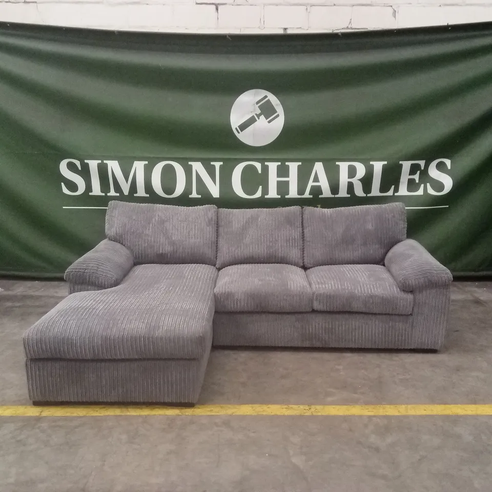 AMALFI STANDARD BACK FABRIC LEFT HAND 3 SEATER CHAISE SOFA - CHARCOAL RRP £899