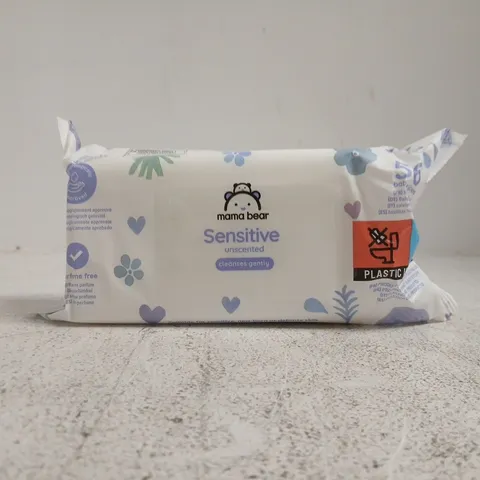 BOX TO CONTAIN APPROXIAMTELY 18 PACKS OF MAMA BEAR SENSITIVE UNSCENTED BABY WIPES (56 WIPES PER PACK)