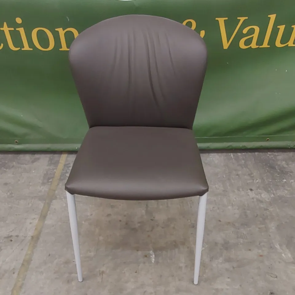 DESIGNER BROWN PU LEATHER SIDE CHAIR 